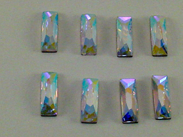 12 pcs. 8X2.6mm COSMIC BAGUETTE CRYSTAL AB HOTFIX European Rhinestone